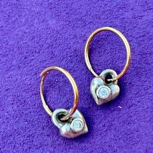 Lee Brevard Double Heart with Stone Pair of Earrings